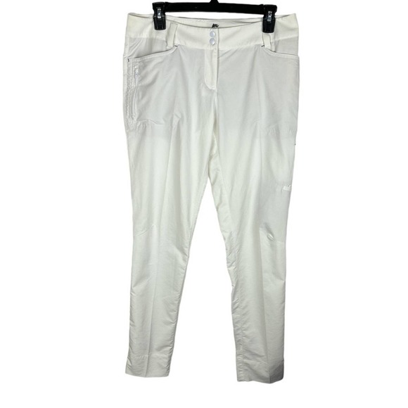adidas Pants - Adidas cream Climalite lightweight mid Rise golf pants logo size 6
